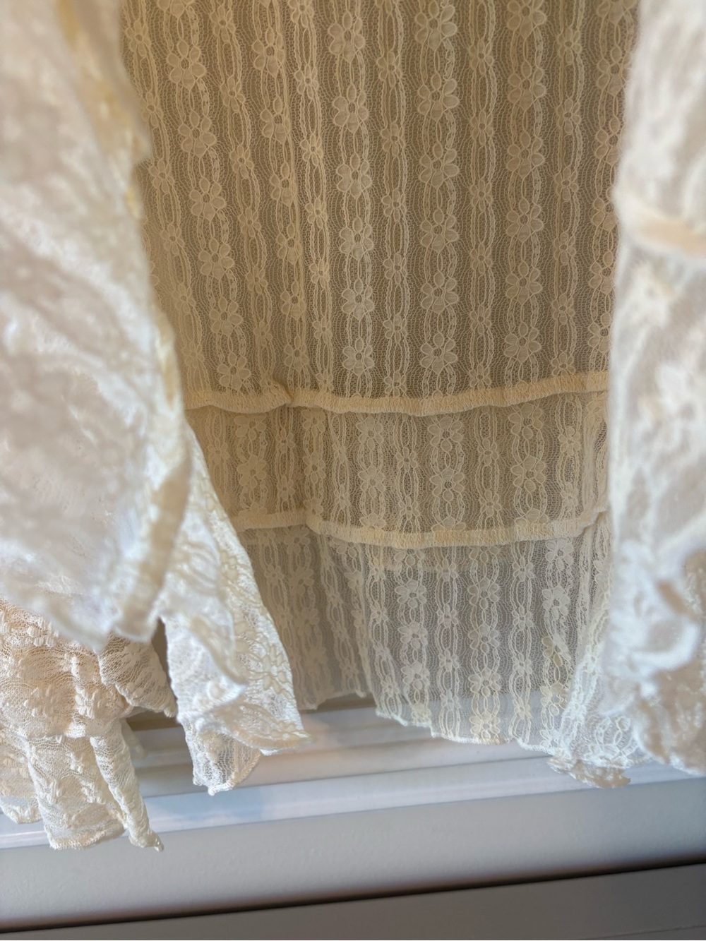Ivory Lace Ruffle High-Neck Blouse - Picture 5 of 16